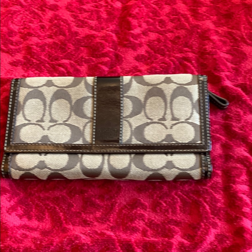 Coach Monogram Wallet in Brown and Tan